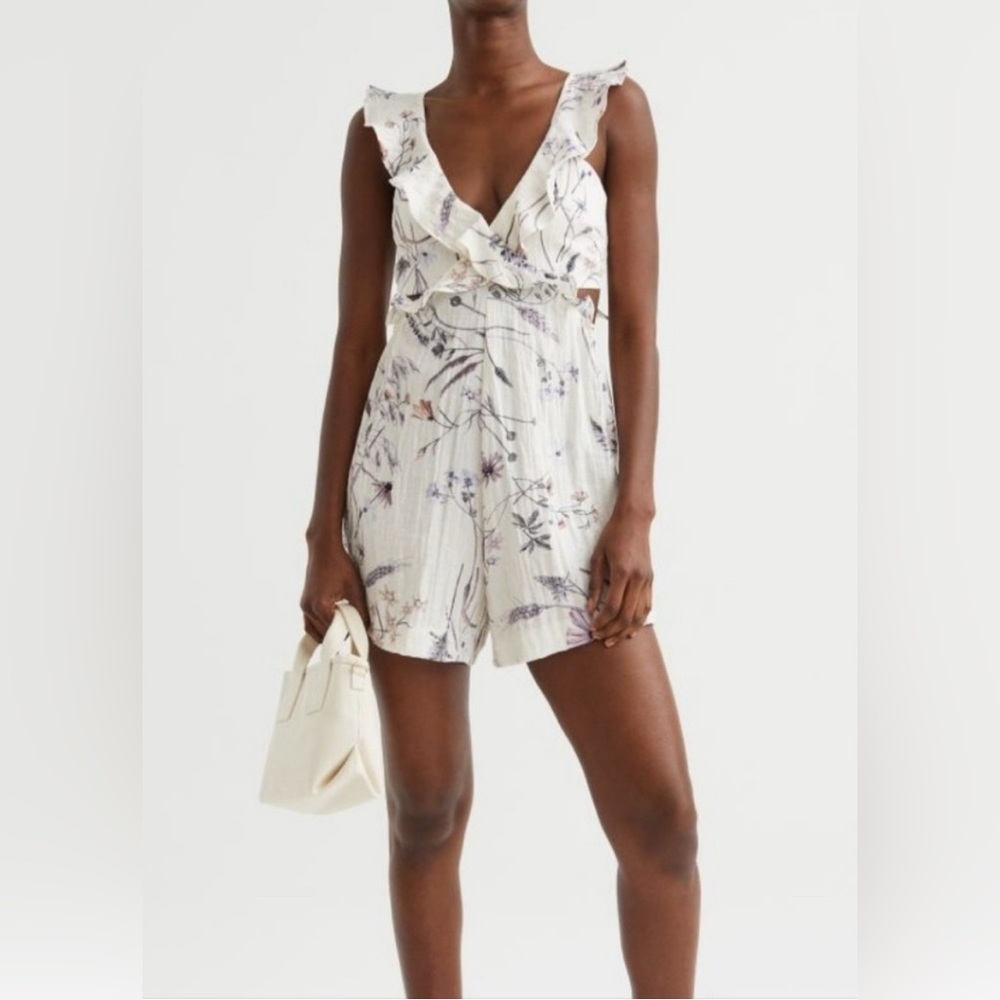 H&M Flounce-Trimmed Patterned Playsuit
